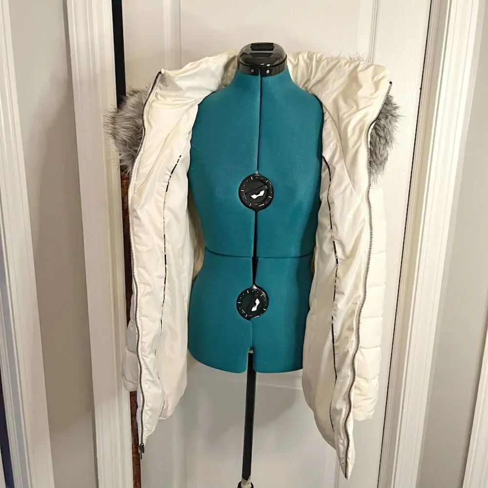 Bar III Quilted Puffer Faux Fur Hooded Belted Lined Pocket Parka Coat - Picture 4 of 16